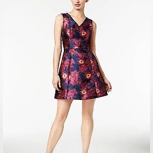New Julia Jordan A-Line Jacquard A-Line Floral Dress